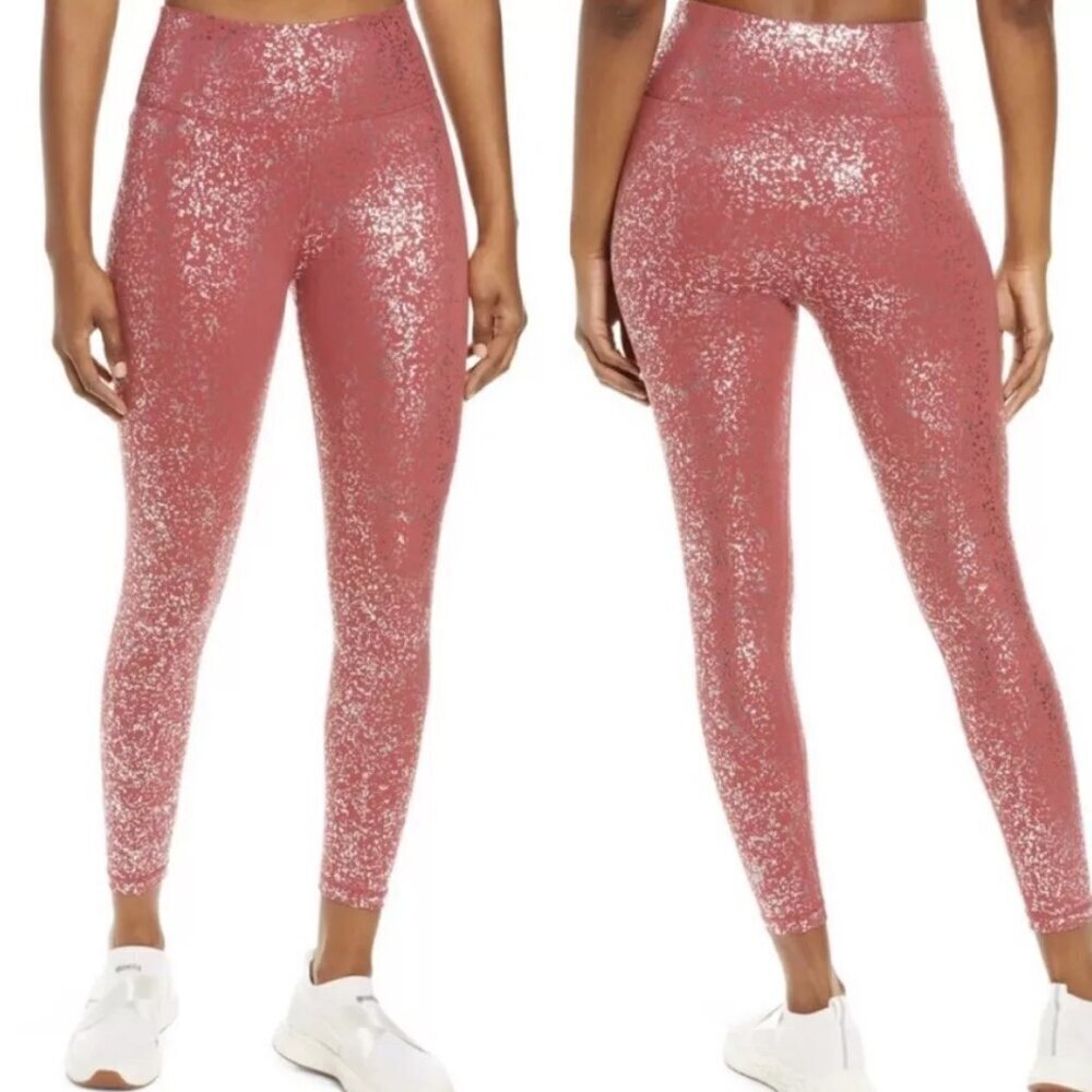 Betty Sweaty leggings size XL red foil paper print terrazzo goddess